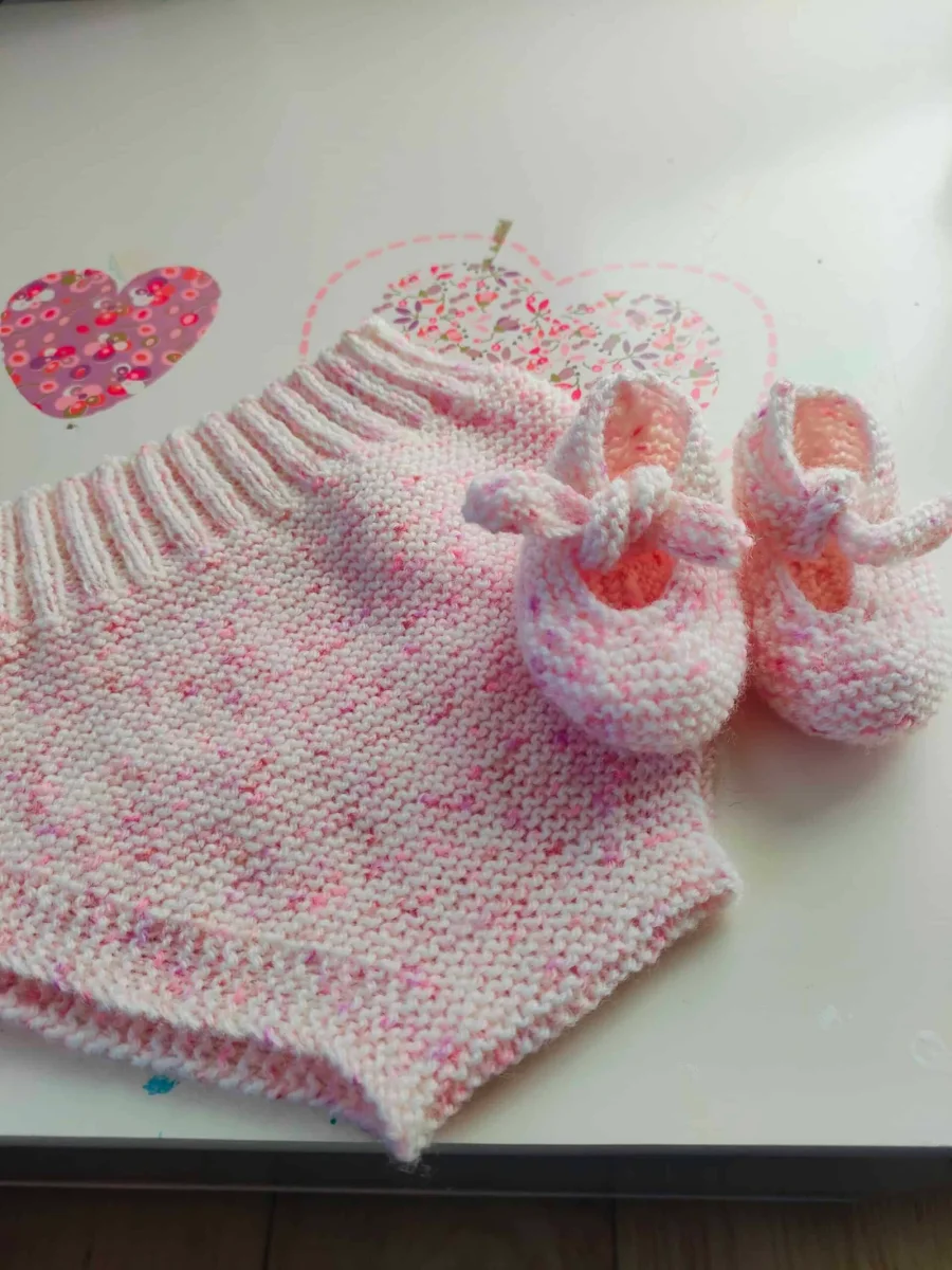 Ensemble de naissance « L’enfant do » en pur mérinos (taille naissance-6 mois)