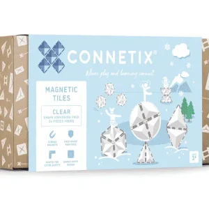 Connetix Tuiles Magnétiques – Ensemble de formes Transparent 24 morceaux